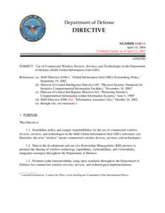 DoD Directive[removed], April 14, 2004; Certified Current as of April 23, 2007