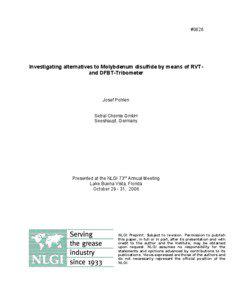 #0626  Investigating alternatives to Molybdenum disulfide by means of RVTand DFBT-Tribometer