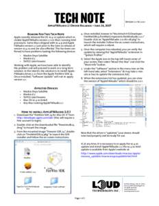 TECH NOTE  AppleFWAudio 2.1 Driver Rollback • June 26, 2007 Reason For This Tech Note