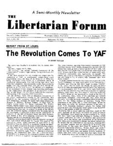 A Semi-Monthly Newsletter  THE Libertarian Forum Joseph R. Peden, Publisher