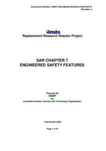 Document Number: RRRP-7225-EBEAN-002-REV0-CHAPTER-07 Revision: 0 Replacement Research Reactor Project  SAR CHAPTER 7