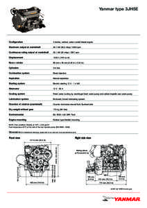 Yanmar type 3JH5E  Configuration 4-stroke, vertical, water cooled diesel engine