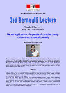 Centre Interfacultaire Bernoulli (CIB)  Thursday 5 May, 2011