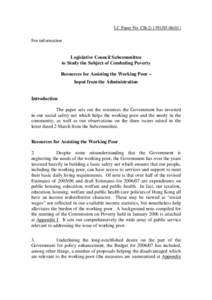 LC Paper No. CB[removed])  For information Legislative Council Subcommittee to Study the Subject of Combating Poverty