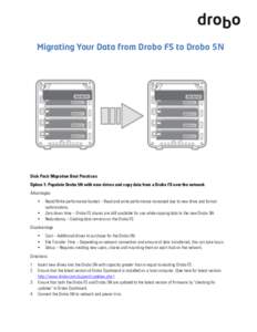 Migrating Your Data from Drobo FS to Drobo 5N  Disk Pack Migration Best Practices Option 1: Populate Drobo 5N with new drives and copy data from a Drobo FS over the network Advantages: •