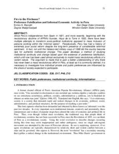 Marcelli and Madjd-Sadjadi: Fire in the Firehouse  51 Fire in the Firehouse? Preference Falsification and Informal Economic Activity in Peru