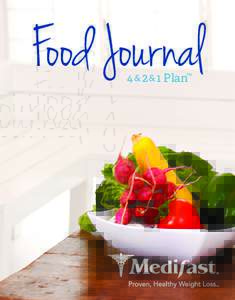 Food Journal 4 & 2 & 1 Plan™ Welcome What could be one of the most important tools for weight loss? Tracking your meals in your 4 & 2 & 1 Plan™ Journal. It will keep you