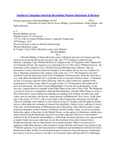Southern Campaign American Revolution Pension Statements & Rosters Pension application of Barzilla Phillips S41071 f9VA Transcribed by Derek Driver, Reece Phillips, Aaron Plummer, Drake Dragoo, and Dillon Deckard[removed]