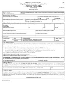Mechanical Permit Application Michigan Department of Licensing and Regulatory Affairs 	 Bureau of Construction Codes