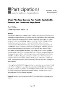 .  Volume 8, Issue 2 NovemberWhen Film Fans Become Fan Family: Kevin Smith