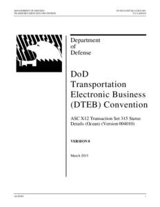 DEPARTMENT OF DEFENSE TRANSPORTATION EDI CONVENTION STATUS DETAILS (OCEANA