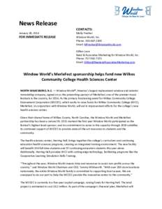 Microsoft Word - Window World’s MerleFest sponsorship helps fund new Wilkes Community College Health Sciences Center