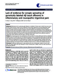 Lack of evidence for ectopic sprouting of genetically labeled AŁ touch afferents in inflammatory and neuropathic trigeminal pain
