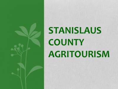 STANISLAUS COUNTY AGRITOURISM Existing • Farmers’ Markets (Modesto, Turlock, Oakdale)
