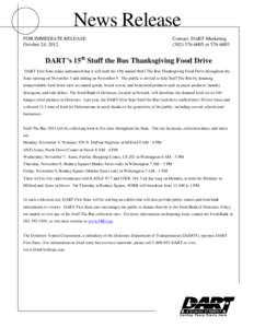 News Release FOR IMMEDIATE RELEASE October 24, 2012 Contact: DART Marketing[removed]or[removed]