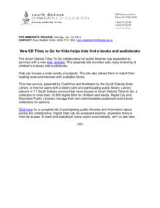 Microsoft Word - SD Titles to Go for Kids Press Release.docx