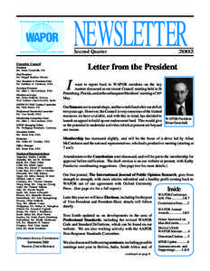 1st Quarter 1999 • WAPOR Newsletter • Page 1  NEWSLETTER Second Quarter  Executive Council