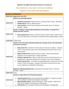 Agenda for the Eighth International Conference e-Society.mk: 