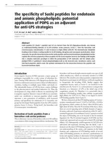 270  Biochemical Society TransactionsVolume 34, part 2 The speciﬁcity of Sushi peptides for endotoxin and anionic phospholipids: potential