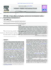 Mainstreaming gender in European Commission development policy: Conservative Europeanness?