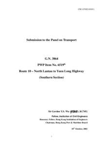 CB[removed]Submission to the Panel on Transport G.N[removed]PWP Item No. 6519th