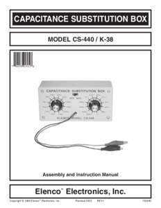 CAPACITANCE SUBSTITUTION BOX MODEL CSK-38 Assembly and Instruction Manual  Elenco Electronics, Inc.