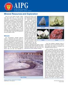 AIPG  professional geologists in all specialties of the science  Mineral Resources and Exploration