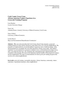 Journal of Sustainability Education September 2014 ISSN: Cook County Green Corps African American Trainee Experience in a