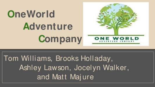 OneWorld Adventure Company Tom Williams, Brooks Holladay, Ashley Lawson, Jocelyn Walker, and Matt Majure