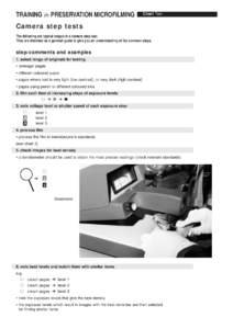 TRAINING in PRESERVATION MICROFILMING  Chart Two Camera step tests The following are typical stages in a camera step test.
