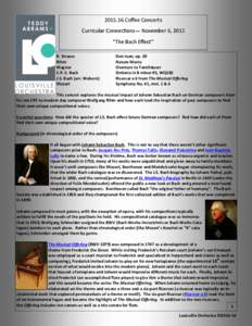 Coffee Concerts Curricular Connections Connections— — November 6, 2015 “The Bach Effect” R. Strauss