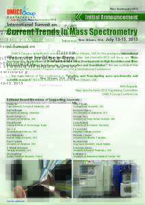 Mass SpectrometryInitial Announcement International Summit on