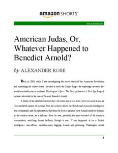 Back to Amazon.com  American Judas, Or, Whatever Happened to Benedict Arnold? by ALEXANDER ROSE