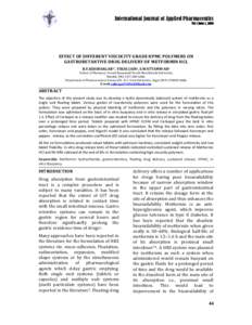 International Journal of Applied Pharmaceutics Vol 1 Issue 1, 2009     