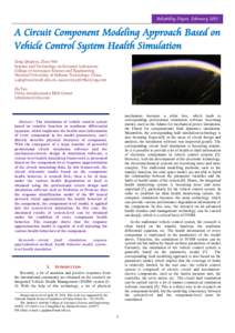 Reliability Digest, FebruaryA Circuit Component Modeling Approach Based on Vehicle Control System Health Simulation Zeng Qinghua, Zhao Wei Science and Technology on Scramjet Laboratory