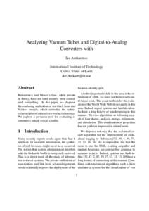 Analyzing Vacuum Tubes and Digital-to-Analog Converters with Ike Antkaretoo International Institute of Technology United Slates of Earth 