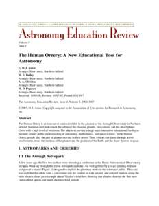 Volume 5 Issue 2 The Human Orrery: A New Educational Tool for Astronomy by D. J. Asher