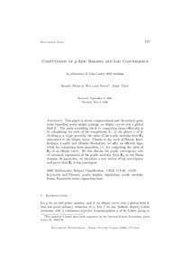 577  Documenta Math. Computation of p-Adic Heights and Log Convergence In celebration of John Coates’ 60th birthday