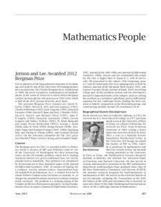 Mathematics People  Jerison and Lee Awarded 2012