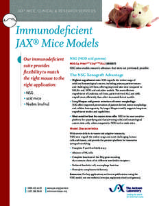 JAX® MICE, CLINICAL & RESEARCH SERVICES  Immunodeficient JAX® Mice Models Our immunodeficient suite provides