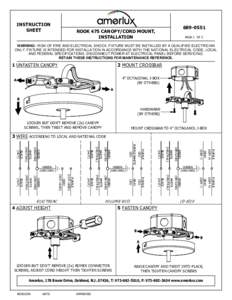 INSTRUCTION SHEETROOK 475 CANOPY/CORD MOUNT,