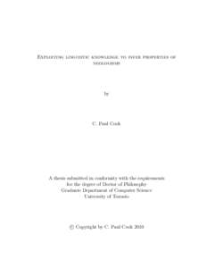 Exploiting linguistic knowledge to infer properties of neologisms by  C. Paul Cook