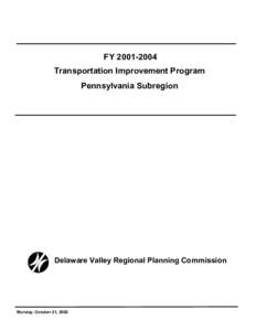 FYTransportation Improvement Program Pennsylvania Subregion Highway Projects