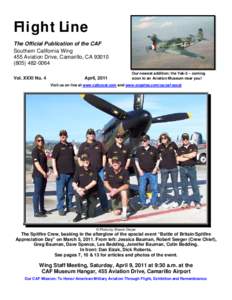 Flight Line The Official Publication of the CAF Southern California Wing 455 Aviation Drive, Camarillo, CA[removed]0064 Vol. XXXI No. 4