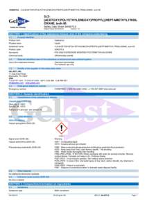 SIA0075.0 - 3-{2-[ACETOXY(POLYETHYLENEOXY)PROPYL]}HEPTAMETHYLTRISILOXANE, tech-95  3-{2[ACETOXY(POLYETHYLENEOXY)PROPYL]}HEPTAMETHYLTRISIL OXANE, tech-95 Safety Data Sheet SIA0075.0 Date of issue: 