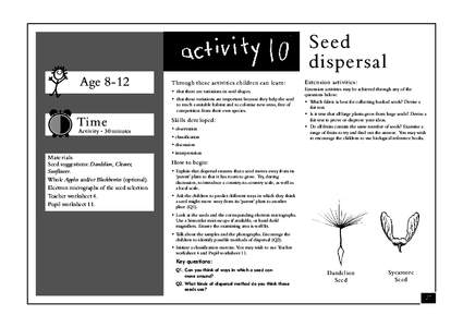 Seed and plant growth activity pack - Seed dispersal