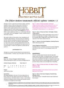 FAQS  For all FAQs on the Points Match Game Scenarios, please consult the official FAQs & Errata document for The Hobbit: An Unexpected Journey™ rules manual. Optional Upgrades