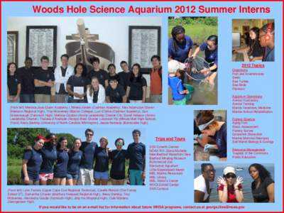 Woods Hole Science Aquarium 2012 Summer InternsTopics Organisms Fish and Invertebrates Seals