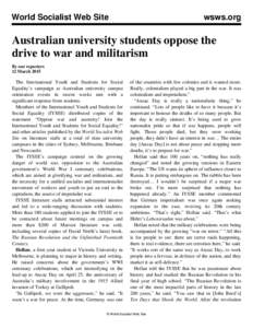 World Socialist Web Site  wsws.org Australian university students oppose the drive to war and militarism