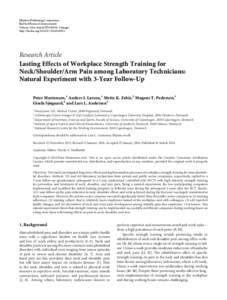Lasting Effects of Workplace Strength Training for Neck/Shoulder/Arm Pain among Laboratory Technicians: Natural Experiment with 3-Year Follow-Up